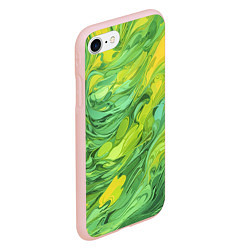 Чехол iPhone 7/8 матовый Зелено желтая краска, цвет: 3D-светло-розовый — фото 2
