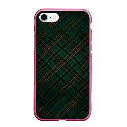 Чехол iPhone 7/8 матовый Тёмно-зелёная диагональная клетка в шотландском ст
