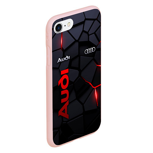 Чехол iPhone 7/8 матовый Audi - плиты с эффектом свечения / 3D-Светло-розовый – фото 2