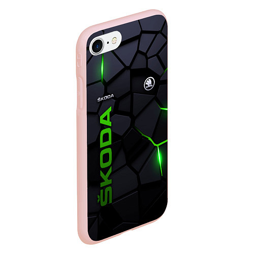 Чехол iPhone 7/8 матовый Skoda - плиты с эффектом свечения / 3D-Светло-розовый – фото 2