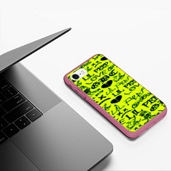 Чехол iPhone 7/8 матовый Lil peep кислотный стиль, цвет: 3D-малиновый — фото 2