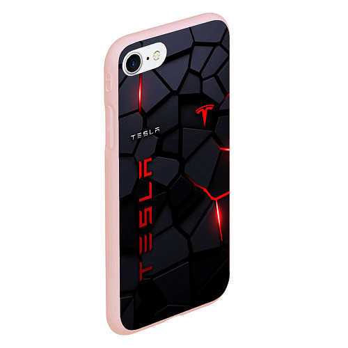 Чехол iPhone 7/8 матовый Tesla - плиты с эффектом свечения / 3D-Светло-розовый – фото 2
