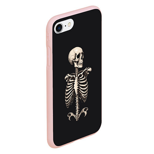Чехол iPhone 7/8 матовый Скелет улыбается / 3D-Светло-розовый – фото 2