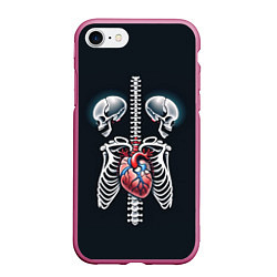 Чехол iPhone 7/8 матовый Два сросшихся скелета и сердце