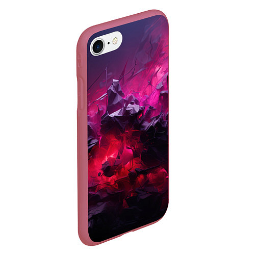 Чехол iPhone 7/8 матовый Фиолетовые элементы абстракция / 3D-Малиновый – фото 2