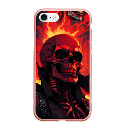 Чехол iPhone 7/8 матовый Череп в огне, цвет: 3D-светло-розовый