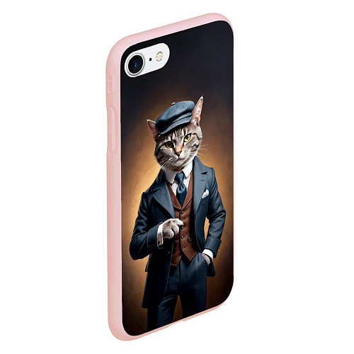 Чехол iPhone 7/8 матовый Кот в стиле Томаса Шелби - Острые козырьки / 3D-Светло-розовый – фото 2