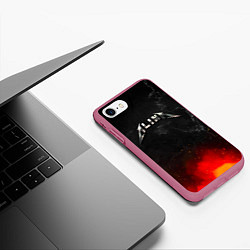 Чехол iPhone 7/8 матовый Алина в стиле Металлики - искры и огонь, цвет: 3D-малиновый — фото 2