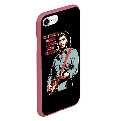 Чехол iPhone 7/8 матовый Че Гевара с гитарой / 3D-Малиновый – фото 2