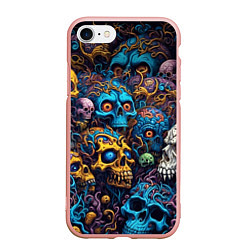 Чехол iPhone 7/8 матовый Psy skulls, цвет: 3D-светло-розовый