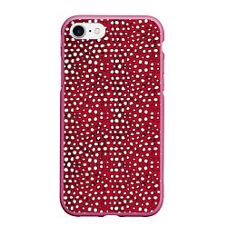 Чехол iPhone 7/8 матовый Белые пузырьки на красном фоне, цвет: 3D-малиновый