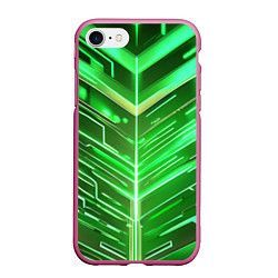 Чехол iPhone 7/8 матовый Зелёные неон полосы киберпанк