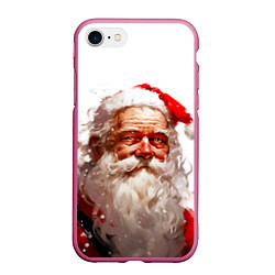 Чехол iPhone 7/8 матовый Добрый Санта - мазки краски, цвет: 3D-малиновый