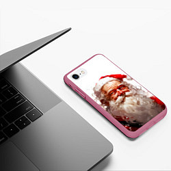 Чехол iPhone 7/8 матовый Добрый Санта - мазки краски, цвет: 3D-малиновый — фото 2