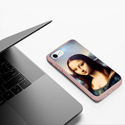 Чехол iPhone 7/8 матовый Нейросеть - азиатская Мона Лиза, цвет: 3D-светло-розовый — фото 2