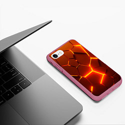 Чехол iPhone 7/8 матовый Плиты абстрактные огненные, цвет: 3D-малиновый — фото 2