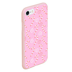 Чехол iPhone 7/8 матовый Новогодний леденец-трость, цвет: 3D-светло-розовый — фото 2