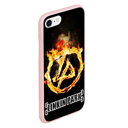 Чехол iPhone 7/8 матовый Linkin Park - fire logo, цвет: 3D-светло-розовый — фото 2