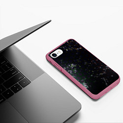 Чехол iPhone 7/8 матовый Черные узоры, цвет: 3D-малиновый — фото 2