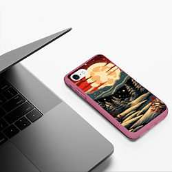 Чехол iPhone 7/8 матовый Зимнее настроение новогодний рисунок, цвет: 3D-малиновый — фото 2