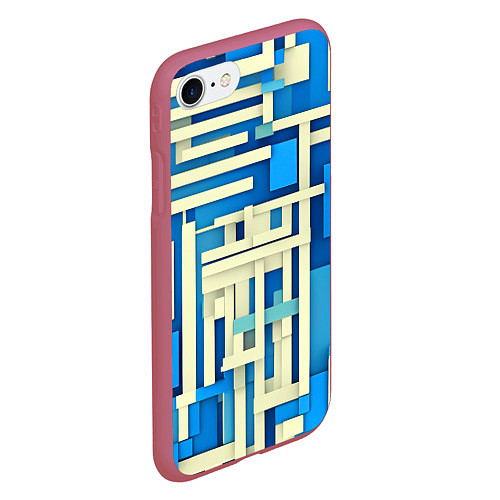 Чехол iPhone 7/8 матовый Полосы на синем фоне / 3D-Малиновый – фото 2