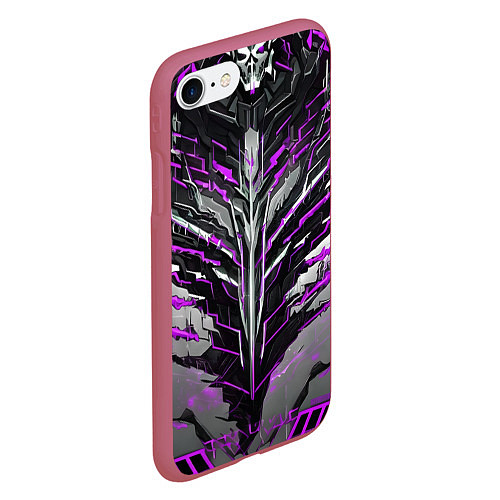 Чехол iPhone 7/8 матовый Киберпанк доспех фиолетовый / 3D-Малиновый – фото 2