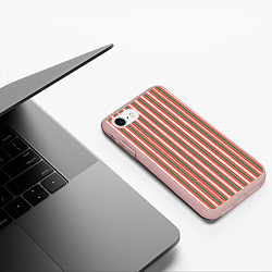 Чехол iPhone 7/8 матовый Полоса красная зеленая, цвет: 3D-светло-розовый — фото 2