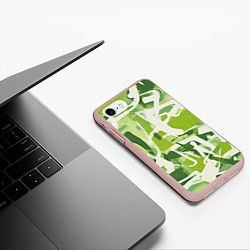 Чехол iPhone 7/8 матовый Белая и зеленая краска, цвет: 3D-светло-розовый — фото 2