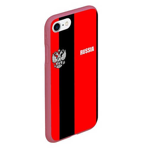 Чехол iPhone 7/8 матовый Красный и черный - герб РФ / 3D-Малиновый – фото 2