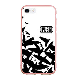 Чехол iPhone 7/8 матовый PUBG black birds, цвет: 3D-светло-розовый