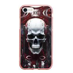 Чехол iPhone 7/8 матовый Киберпанк череп с дреддами, цвет: 3D-светло-розовый