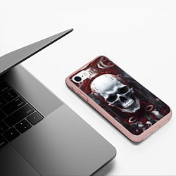 Чехол iPhone 7/8 матовый Киберпанк череп с дреддами, цвет: 3D-светло-розовый — фото 2