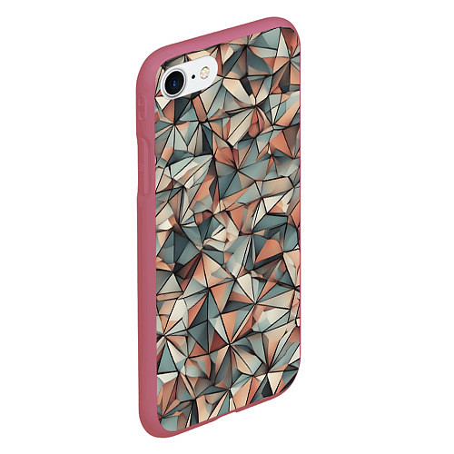 Чехол iPhone 7/8 матовый Маленькие треугольники сепия / 3D-Малиновый – фото 2