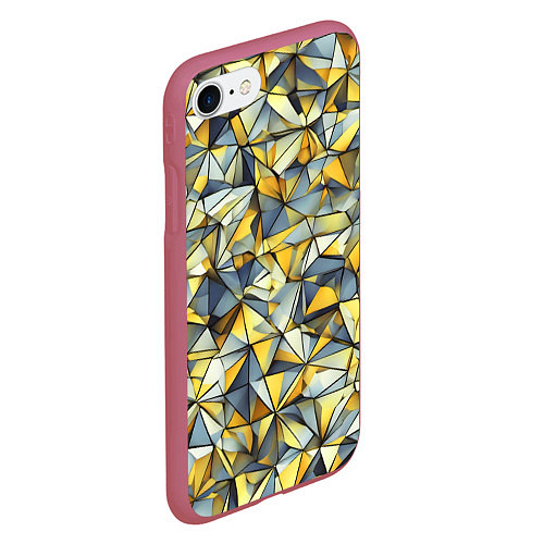 Чехол iPhone 7/8 матовый Маленькие золотые треугольники / 3D-Малиновый – фото 2