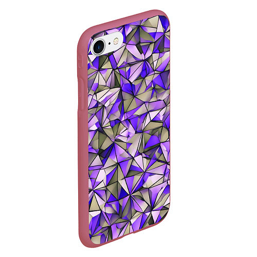 Чехол iPhone 7/8 матовый Маленькие фиолетовые треугольники / 3D-Малиновый – фото 2