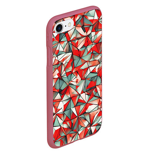 Чехол iPhone 7/8 матовый Маленькие красные треугольники / 3D-Малиновый – фото 2