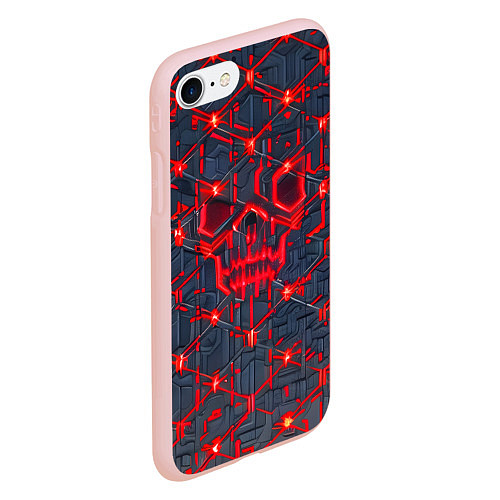Чехол iPhone 7/8 матовый Красная неоновая сеть / 3D-Светло-розовый – фото 2