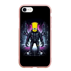 Чехол iPhone 7/8 матовый Cool Bart Simpson - cyberpunk - ai art, цвет: 3D-светло-розовый