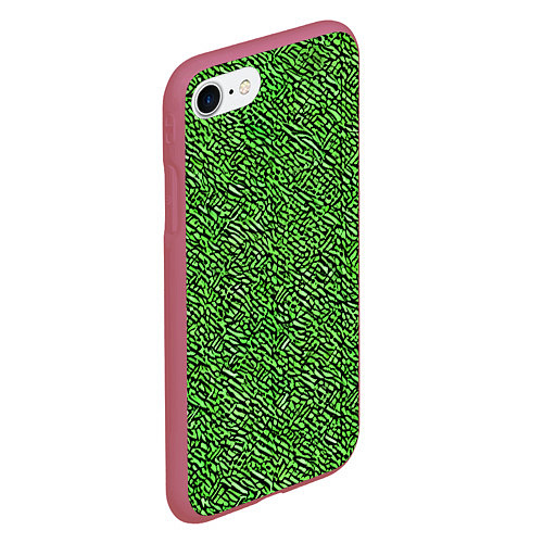 Чехол iPhone 7/8 матовый Чёрные и зелёные мазки / 3D-Малиновый – фото 2