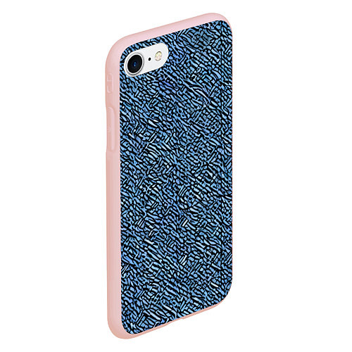 Чехол iPhone 7/8 матовый Чёрные и синие мазки / 3D-Светло-розовый – фото 2
