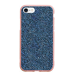 Чехол iPhone 7/8 матовый Чёрные и синие мазки, цвет: 3D-светло-розовый
