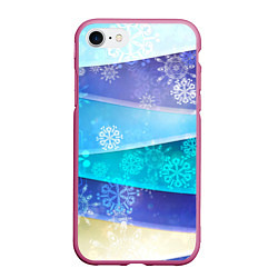 Чехол iPhone 7/8 матовый Абстрактный синий волнистый фон со снежинками