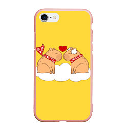 Чехол iPhone 7/8 матовый Влюбленный капибара, цвет: 3D-светло-розовый