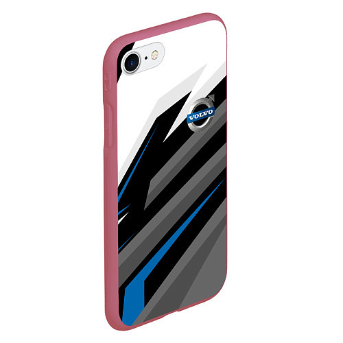 Чехол iPhone 7/8 матовый Volvo - blue sport / 3D-Малиновый – фото 2