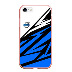 Чехол iPhone 7/8 матовый Volvo - white and blue, цвет: 3D-светло-розовый