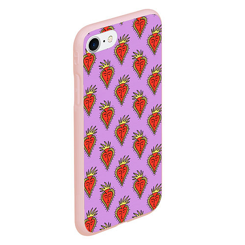 Чехол iPhone 7/8 матовый Причудливые сердца / 3D-Светло-розовый – фото 2