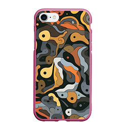 Чехол iPhone 7/8 матовый Пятна необычной формы, цвет: 3D-малиновый