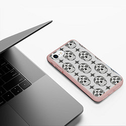 Чехол iPhone 7/8 матовый Череп и цветок, цвет: 3D-светло-розовый — фото 2