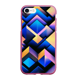 Чехол iPhone 7/8 матовый Неоновые абстрактные горы, цвет: 3D-малиновый