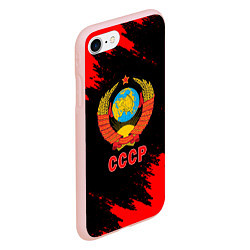 Чехол iPhone 7/8 матовый СССР красные краски, цвет: 3D-светло-розовый — фото 2